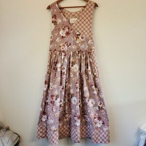 Dee's Design Handmade Dress floral Plaid Pattern XL Retro Cottage Core Farm Core